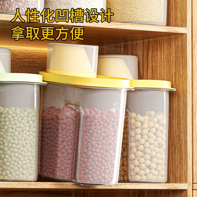 Household transparent five-grain storage tank, kitchen food dry goods storage box, plastic sealed tank, waterproof five-grain tank Specification image