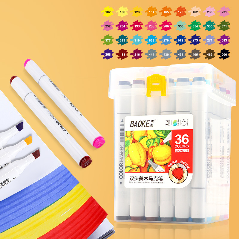 Bao Ke Double-head Animation Art Special Marker pens for students, 48-color, 80-color, 60-color children's water-based drawing pens and colored pens details Picture