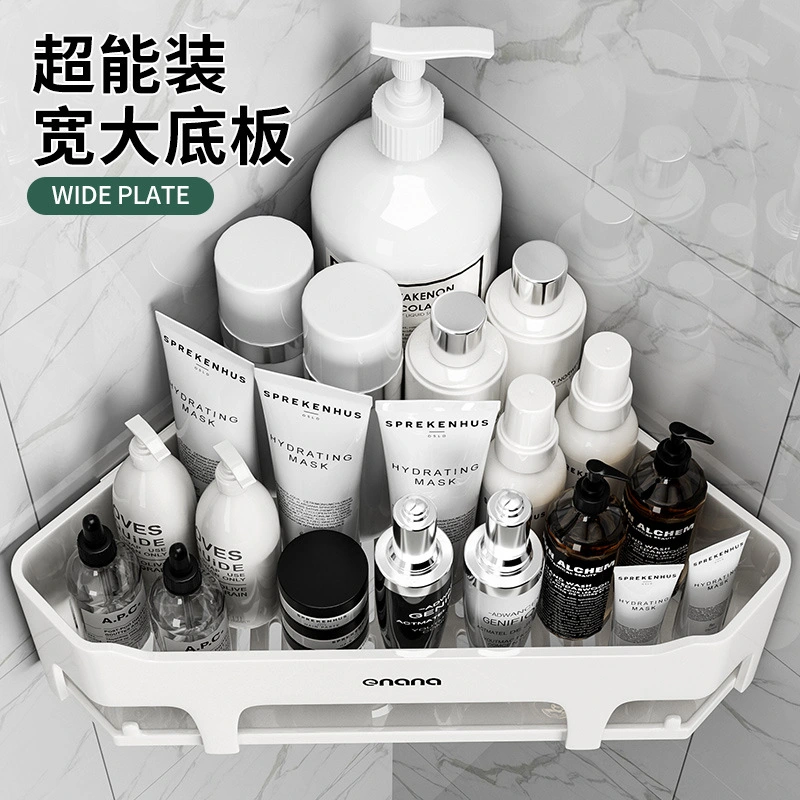 Customized bathroom and toilet storage rack, wall-mounted without drilling, shower, toilet, washbasin, and triangular storage rack detail image 7