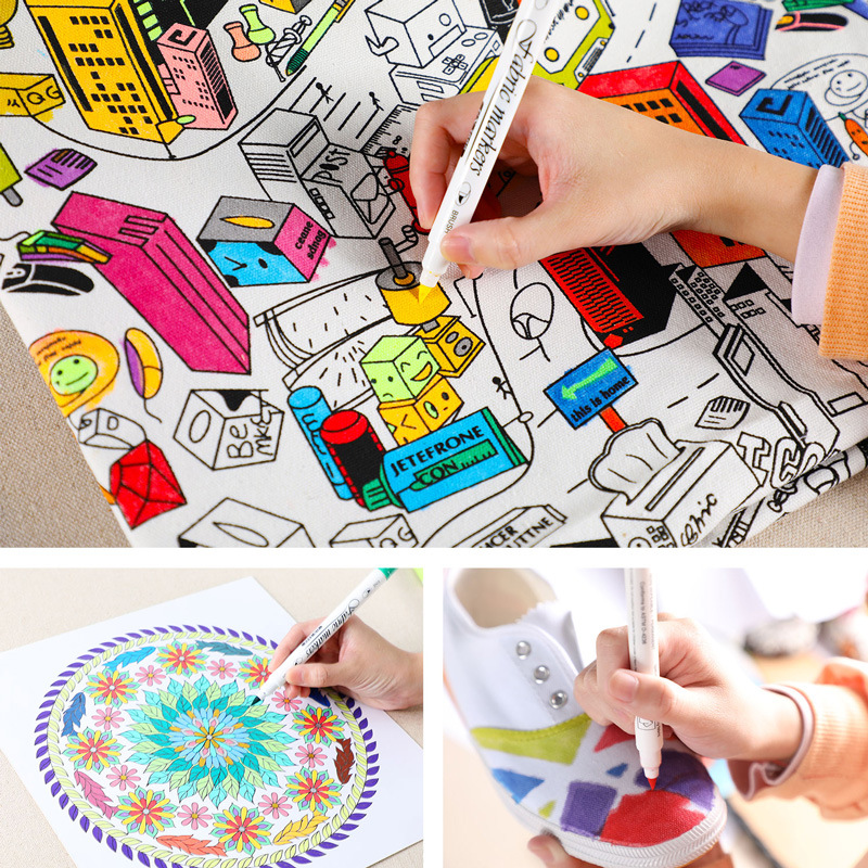 Guangna 3600 Water-based double-headed fabric painting pen, washable DIY shoe painting fabric graffiti marker pen details Picture