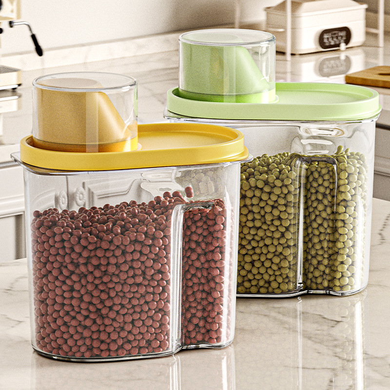 Household transparent five-grain storage tank, kitchen food dry goods storage box, plastic sealed tank, waterproof five-grain tank details Picture