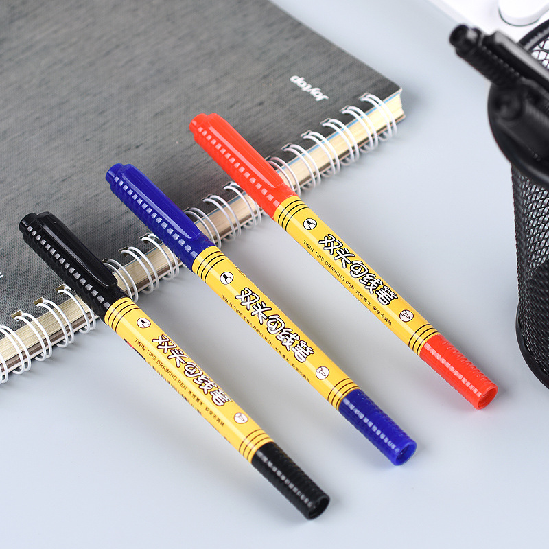 Jin Wannian Small double-headed marker Pen, water-based outlining pen, special drawing pen for primary school students' art, no drying after cap removal in 7 days