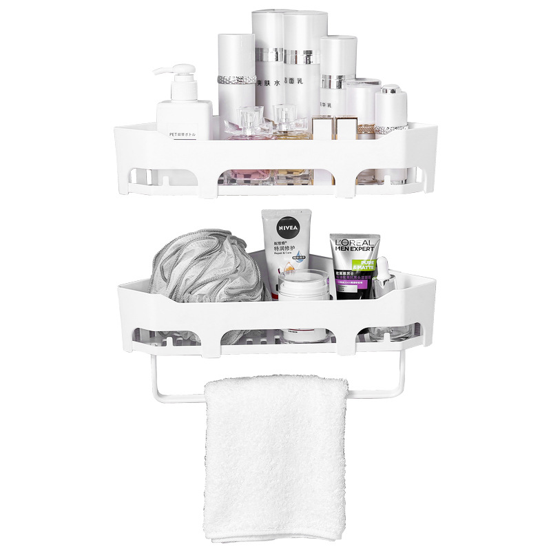 Customized bathroom and toilet storage rack, wall-mounted without drilling, shower, toilet, washbasin, and triangular storage rack detail image 5
