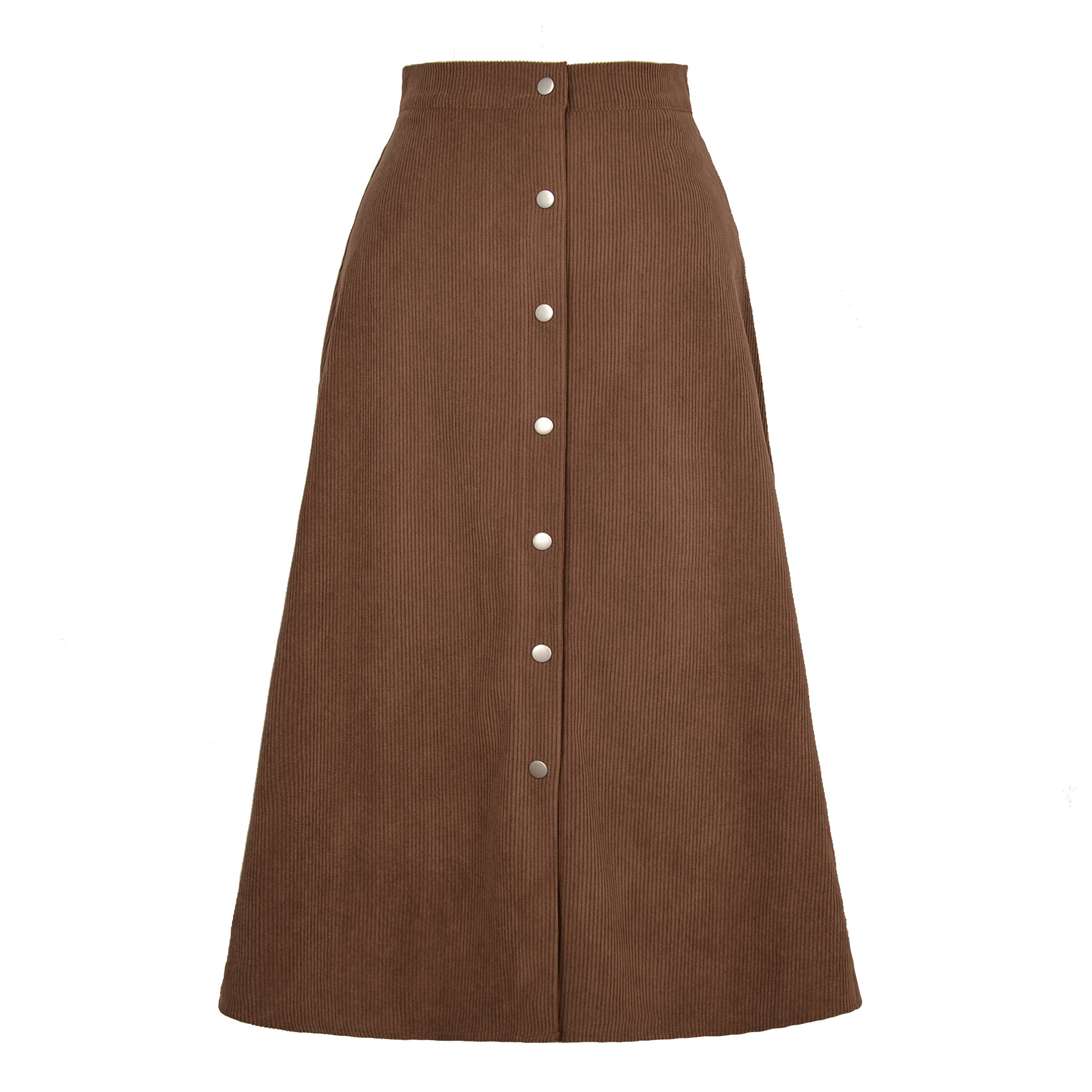 2026 New women's Amazon independent store corduroy half skirt, single-breasted high-waisted autumn and winter long skirt for women, large skirt hem Item Picture
