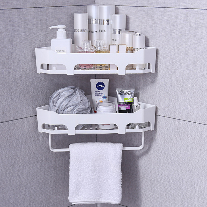 Customized bathroom and toilet storage rack, wall-mounted without drilling, shower, toilet, washbasin, and triangular storage rack detail image 4