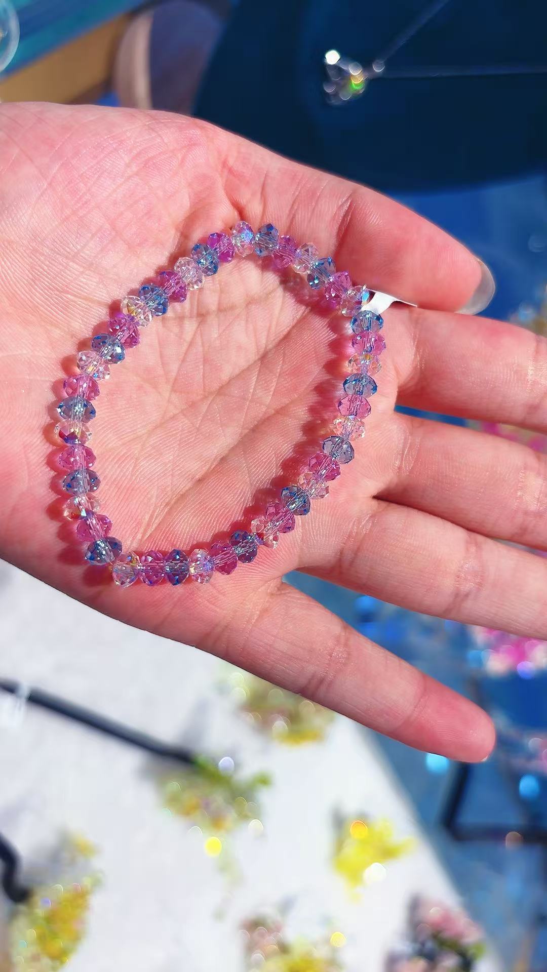 Colorful crystal glass titanium steel bracelet style bracelet Application Scenario