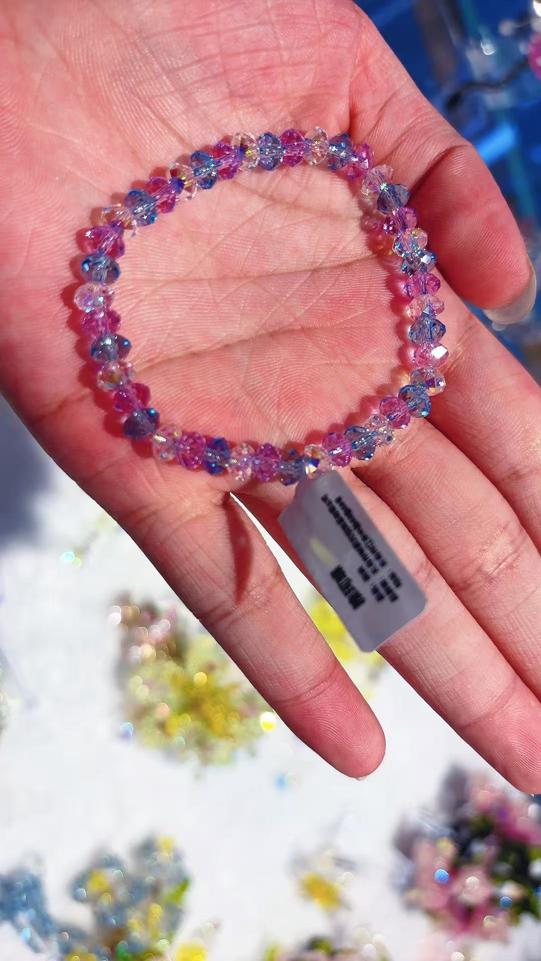 Colorful crystal glass titanium steel bracelet style bracelet