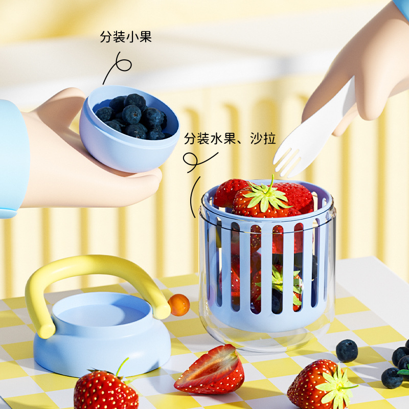 水果沙拉杯上班族便携外带高颜值水果杯ins风燕麦酸牛奶杯带叉子*
 Application Scenario