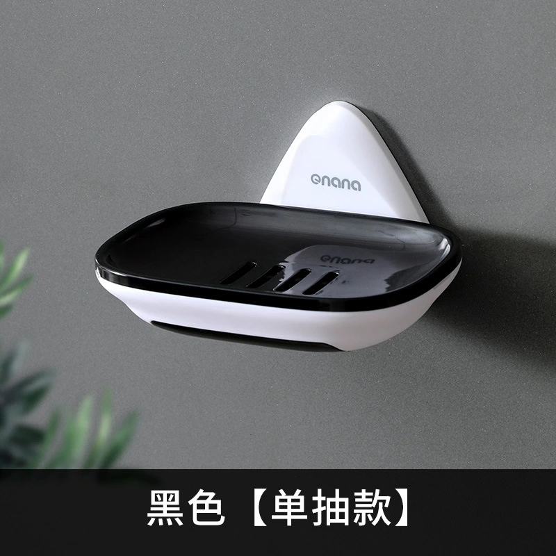 Non-drilling wall-mounted draining creative bathroom double-layer soap box rack, soap box single-layer bathroom storage rack detail image 3