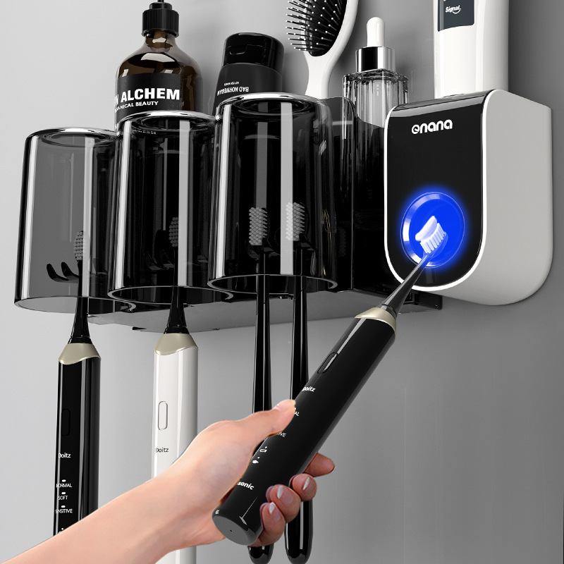 A set of toothbrush storage rack for the bathroom, a wall-mounted storage rack for mouthwash cups without holes, a toothbrush cup and toothpaste rack detail image 3