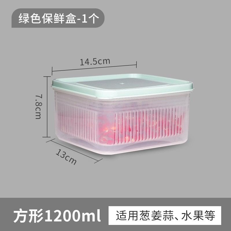 Refrigerator storage box, double-layer draining basket for scallions, ginger and garlic, vegetable, fruit and snack boxes, covered freezer small fresh-keeping box detail image 3