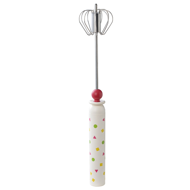 Manual egg beater, stainless steel household egg whisker, push-type rotating egg whisker, baking handheld whipping stick detail image 4