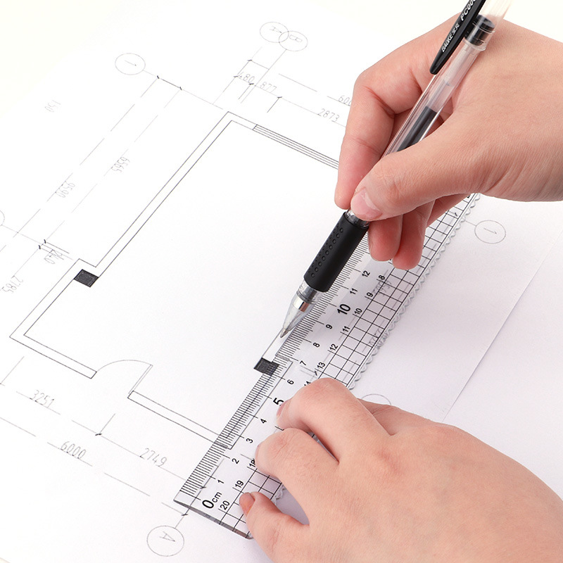 Baok transparent plastic ruler, stationery ruler, straight ruler 15cm, student exam drawing and painting tools, ruler wholesale