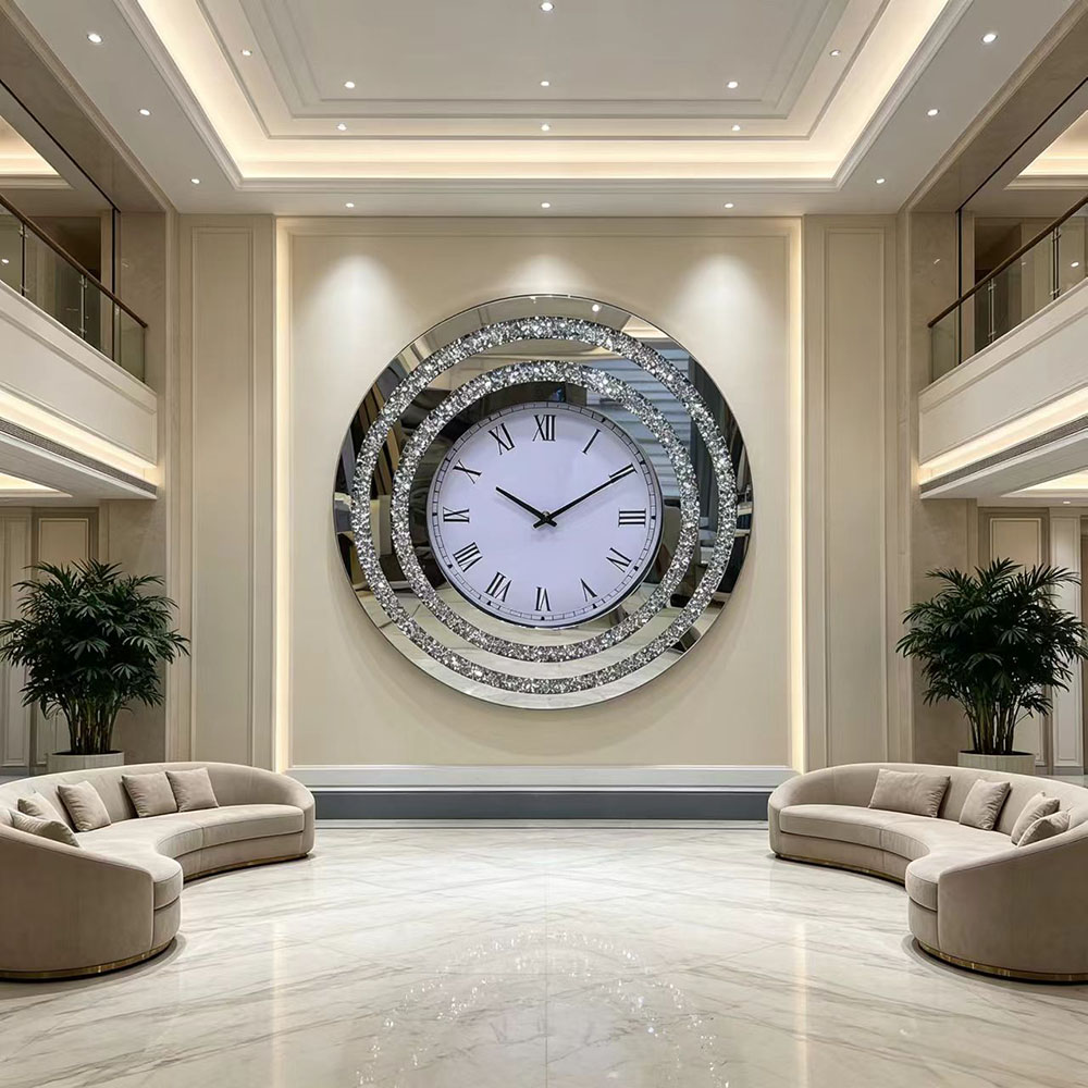 Silver crystal ring-shaped decorative clock, a simple, modern and creative wall clock for the living room and bedroom Application Scenario