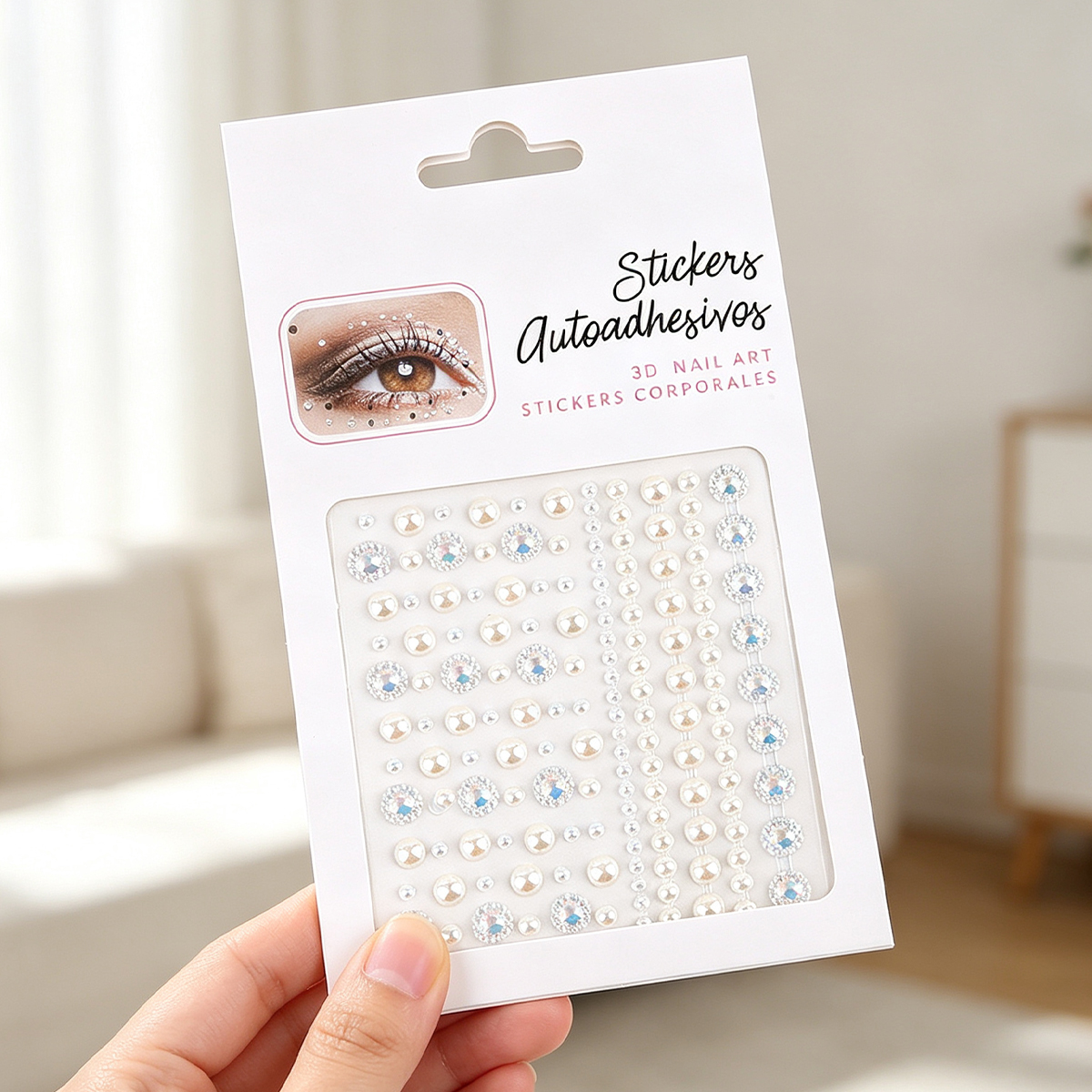 زهار الشمس الخالية من الصمغ المغلفة باللؤلؤ المغلفة باللؤلؤ والمزيج من اللؤلؤ، والمزيج من الماكياج والعيون، والملصق المميز بالأظافر