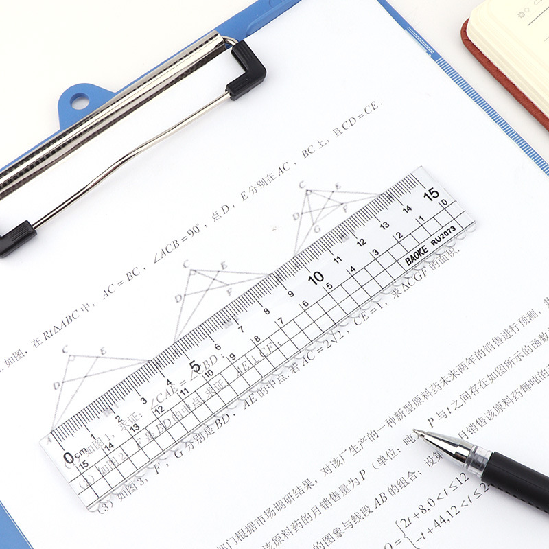 Baok transparent plastic ruler, stationery ruler, straight ruler 15cm, student exam drawing and painting tools, ruler wholesale details Picture