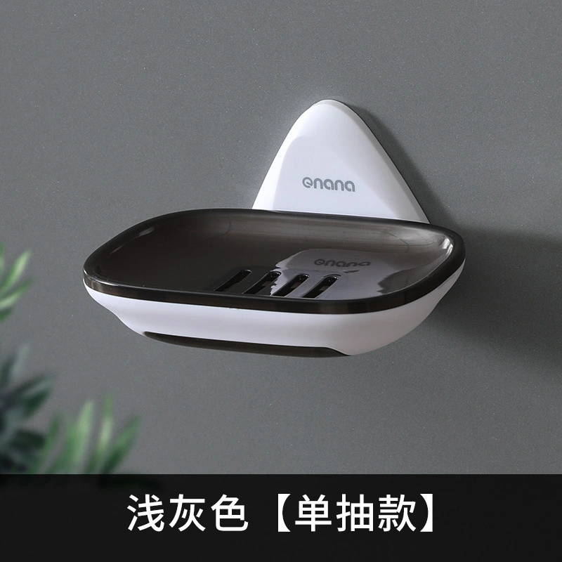 Non-drilling wall-mounted draining creative bathroom double-layer soap box rack, soap box single-layer bathroom storage rack detail image 2