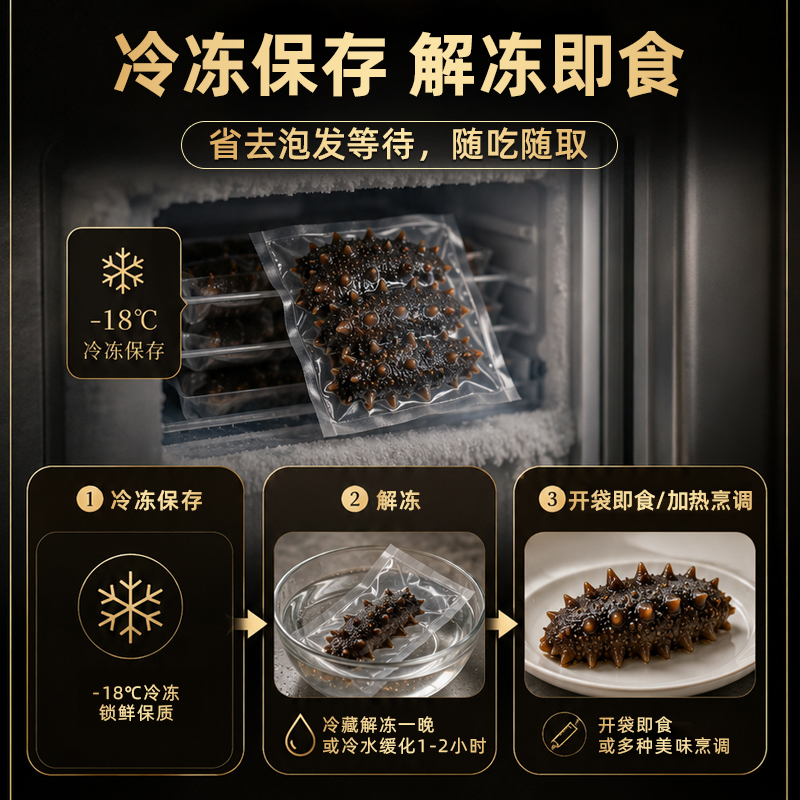 Dalian ready-to-eat sea cucumbers, large-sized single vacuum-packed, no need to rehydrate, 5-9 heads of Liaoning sea cucumbers, free shipping via SF Express Application Scenario
