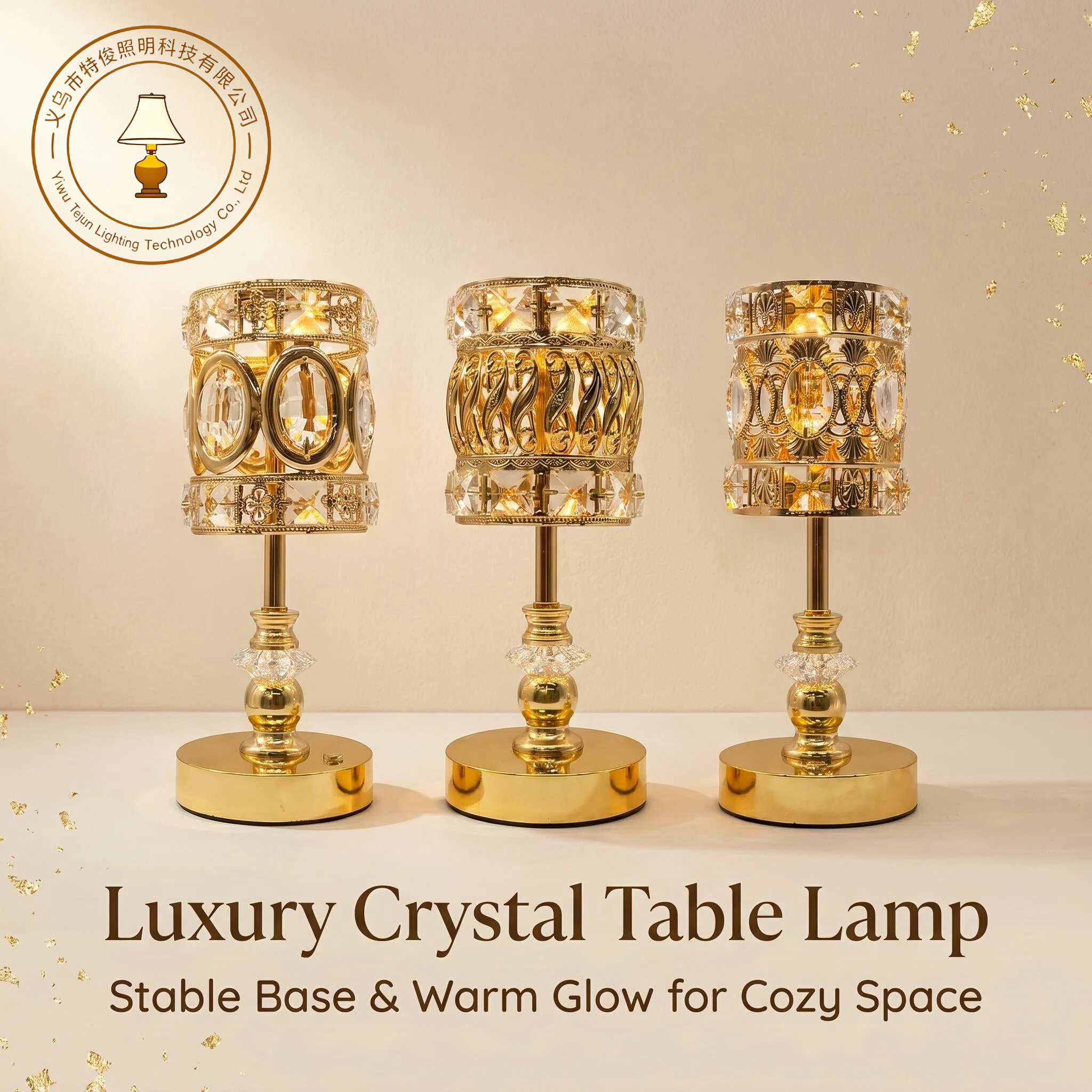Ji Lian Hollow crystal table lamp, bedroom bedside light luxury atmosphere lamp, night light