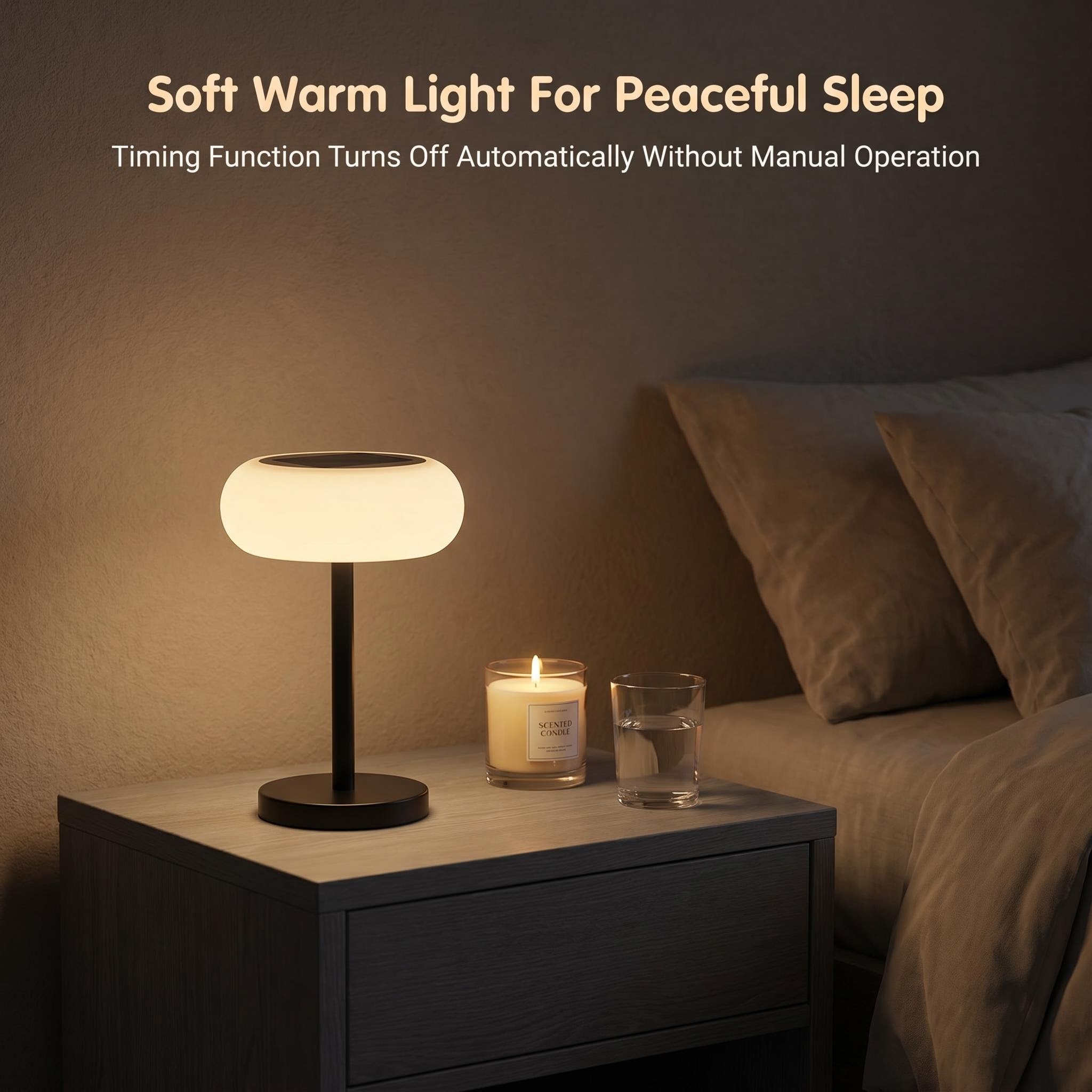 Solar-powered charging LED sensor flying saucer touch remote control table lamp, retro charging lamp for hotel restaurants Specification image