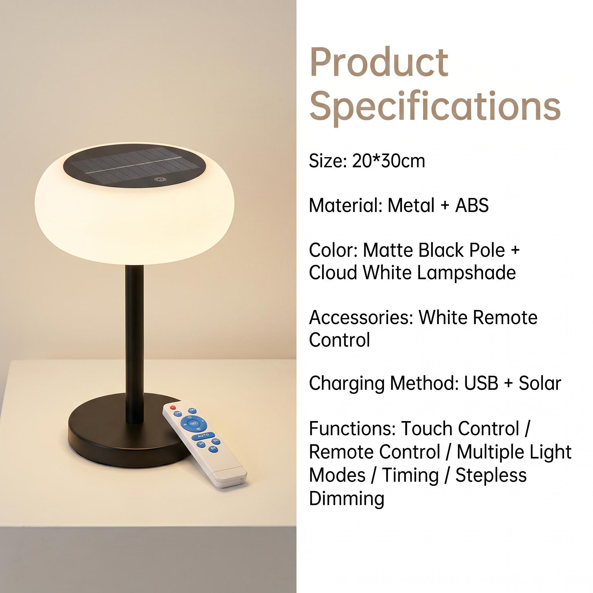 Solar-powered charging LED sensor flying saucer touch remote control table lamp, retro charging lamp for hotel restaurants Item Picture