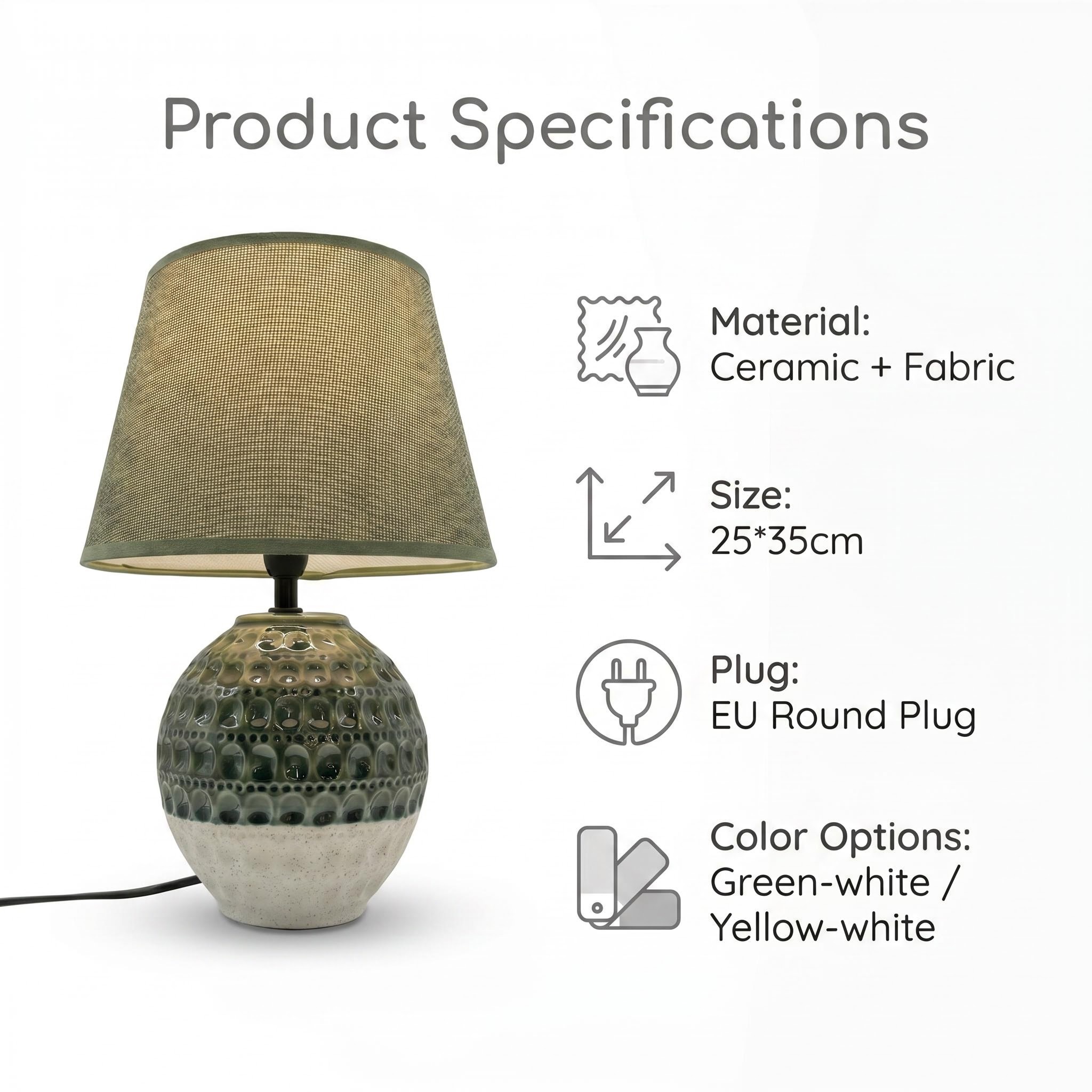 Nordic glazed ceramic bedside table lamp, ambient light, simple and modern bedroom lighting Item Picture