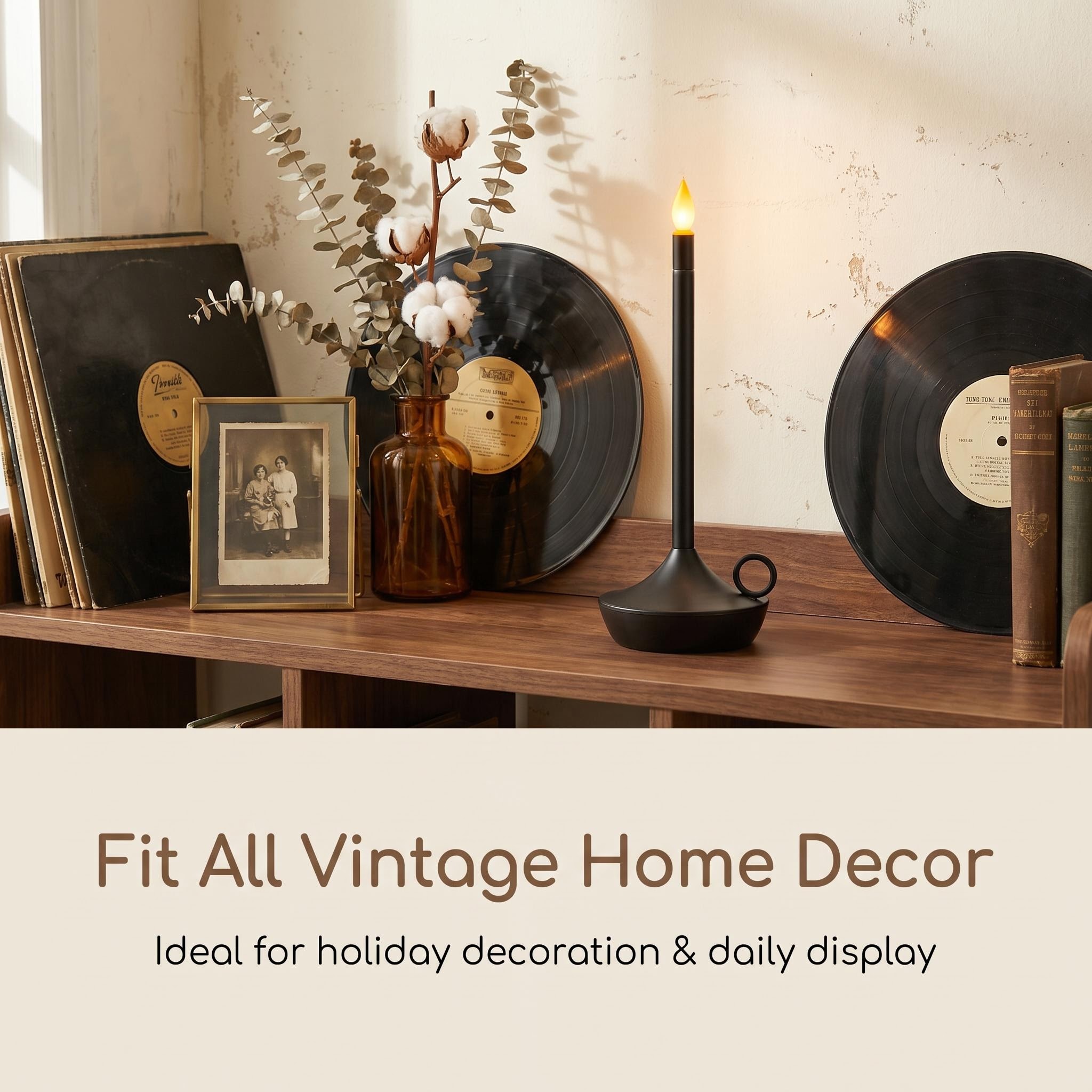 Retro industrial-style candle, metal table lamp, LED touch ambient light, bedside lamp for dining room and bedroom details Picture