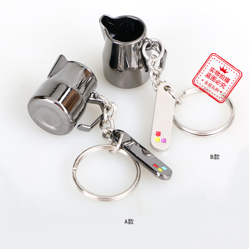 Coffee utensils, metal mocha pot, coffee pot, key chain, key pendant, fashionable accessory MZZ610 Specification image