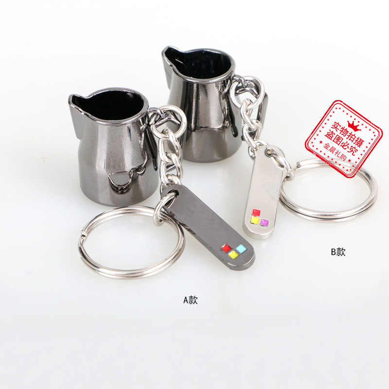 咖啡器具 金属摩卡壶咖啡壶钥匙扣钥匙链 钥匙挂件时尚饰品MZZ610