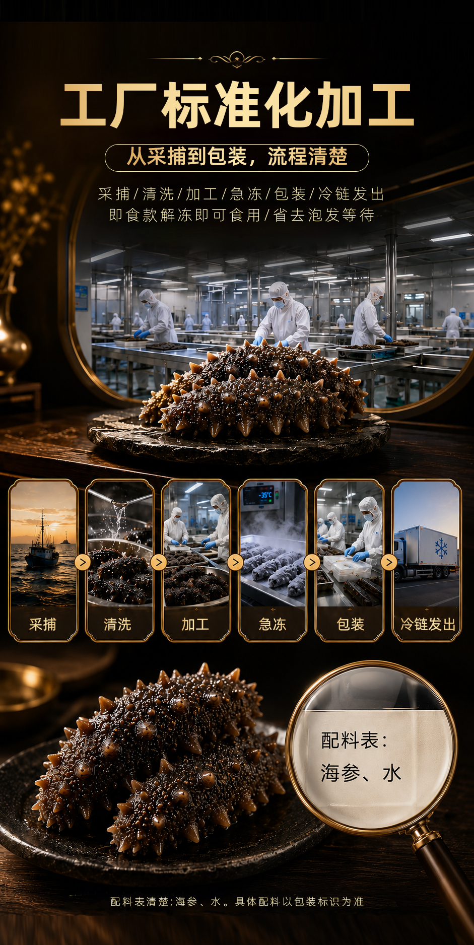 Dalian ready-to-eat sea cucumbers, large-sized single vacuum-packed, no need to rehydrate, 5-9 heads of Liaoning sea cucumbers, free shipping via SF Express pic 4