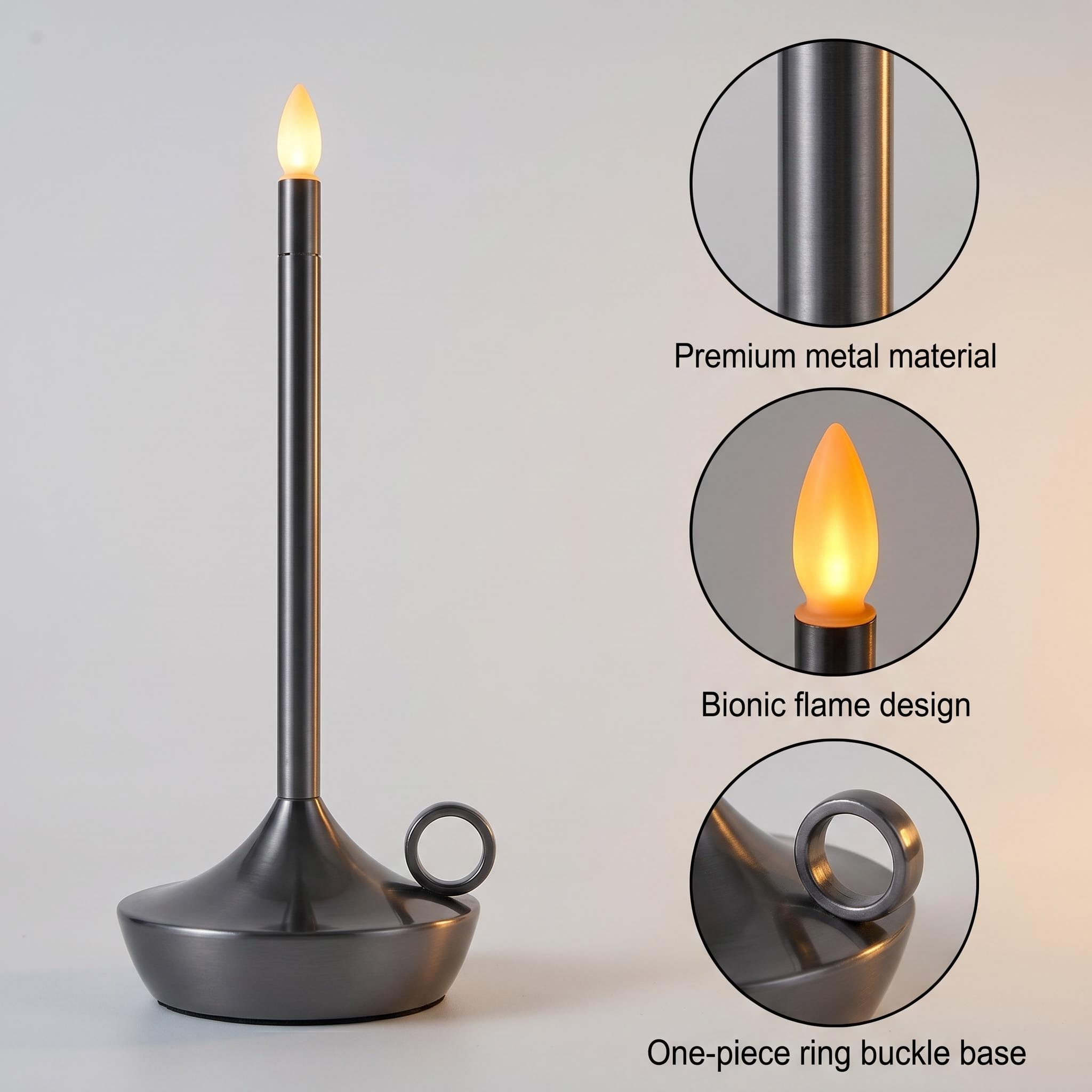 Retro industrial-style candle, metal table lamp, LED touch ambient light, bedside lamp for dining room and bedroom Application Scenario