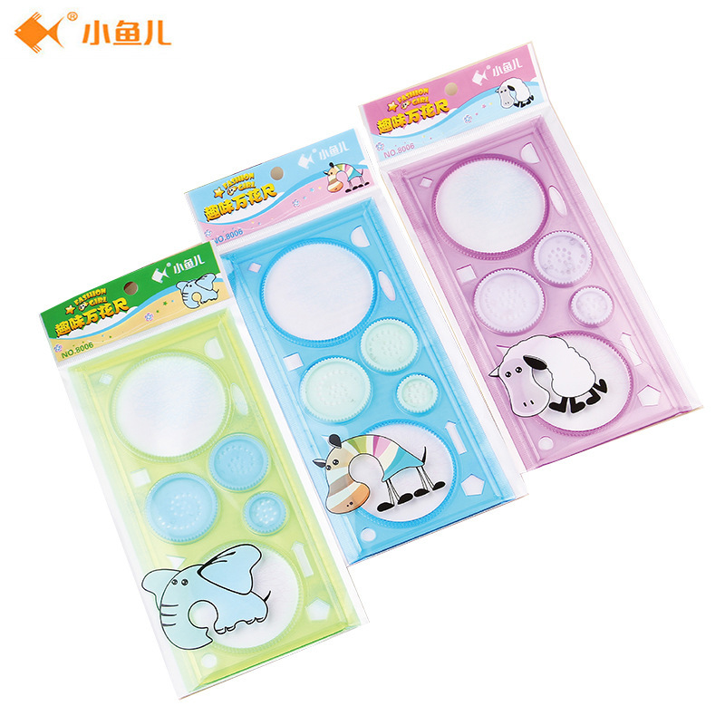 Xiaoyu 'er Student's versatile and colorful Ruler Set, drawing and painting template ruler, multi-functional, educational, magical and creative drawing ruler Item Picture