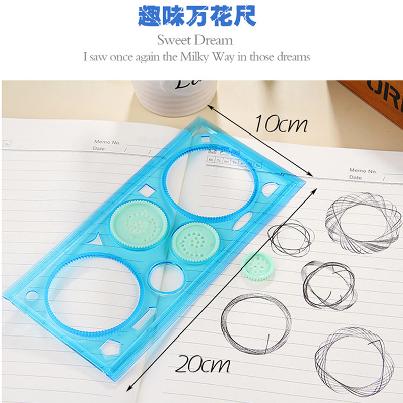 Xiaoyu 'er Student's versatile and colorful Ruler Set, drawing and painting template ruler, multi-functional, educational, magical and creative drawing ruler