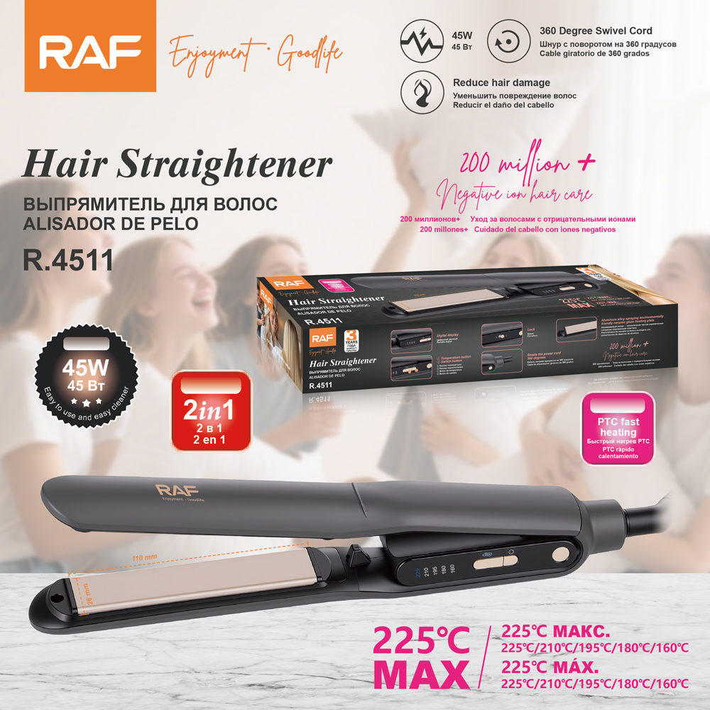 RAF Cross-border European standard straightening hair heating Plate portable curling iron Home fluffy portable multi-functional curling iron
