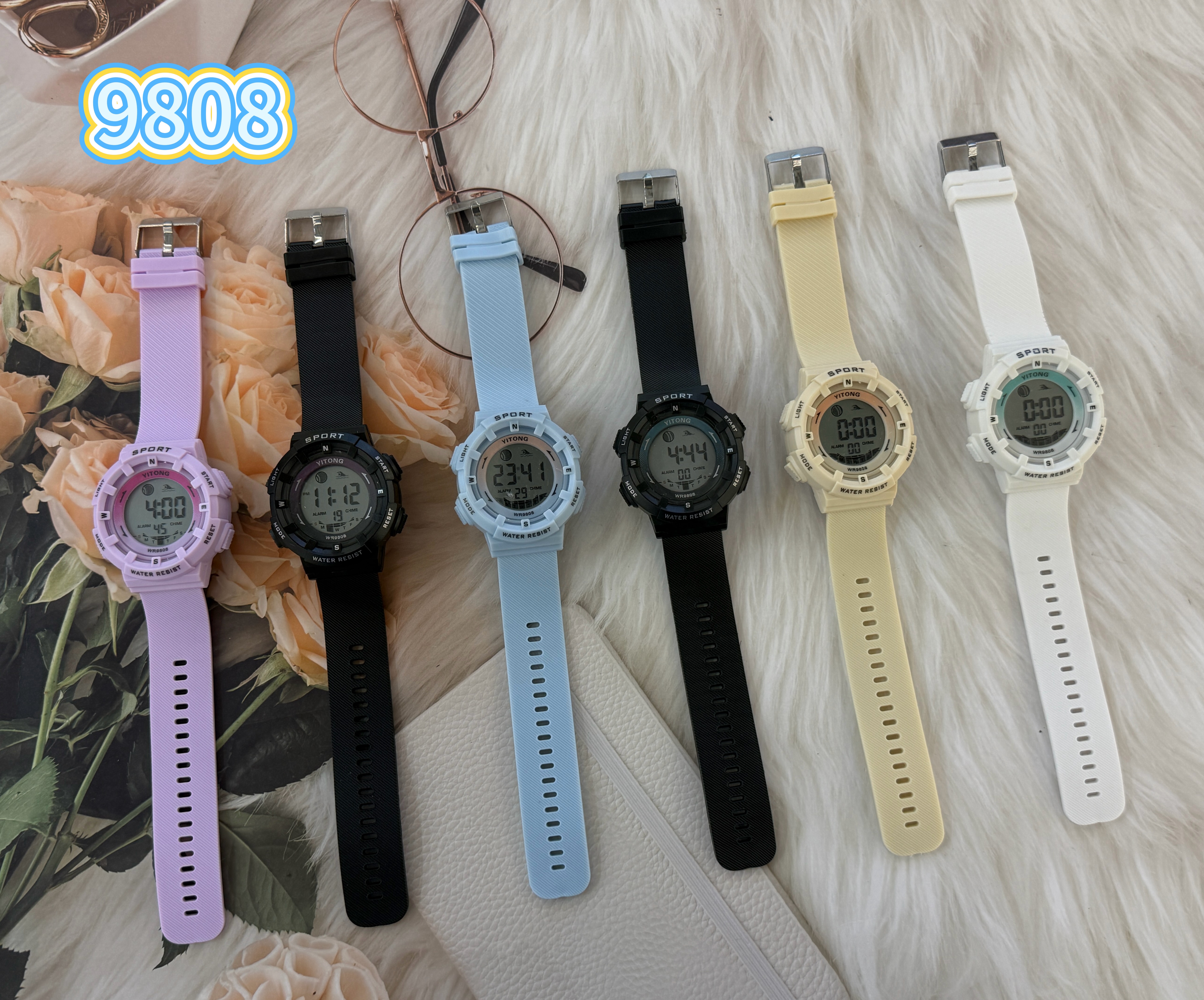 The YITONG basic model electronic watch from YITONG offers high cost performance and durability. It is a 9808 color waterproof luminescent sports electronic watch specifically designed for students to wear in class and daily life. It is a trendy choice Item Picture
