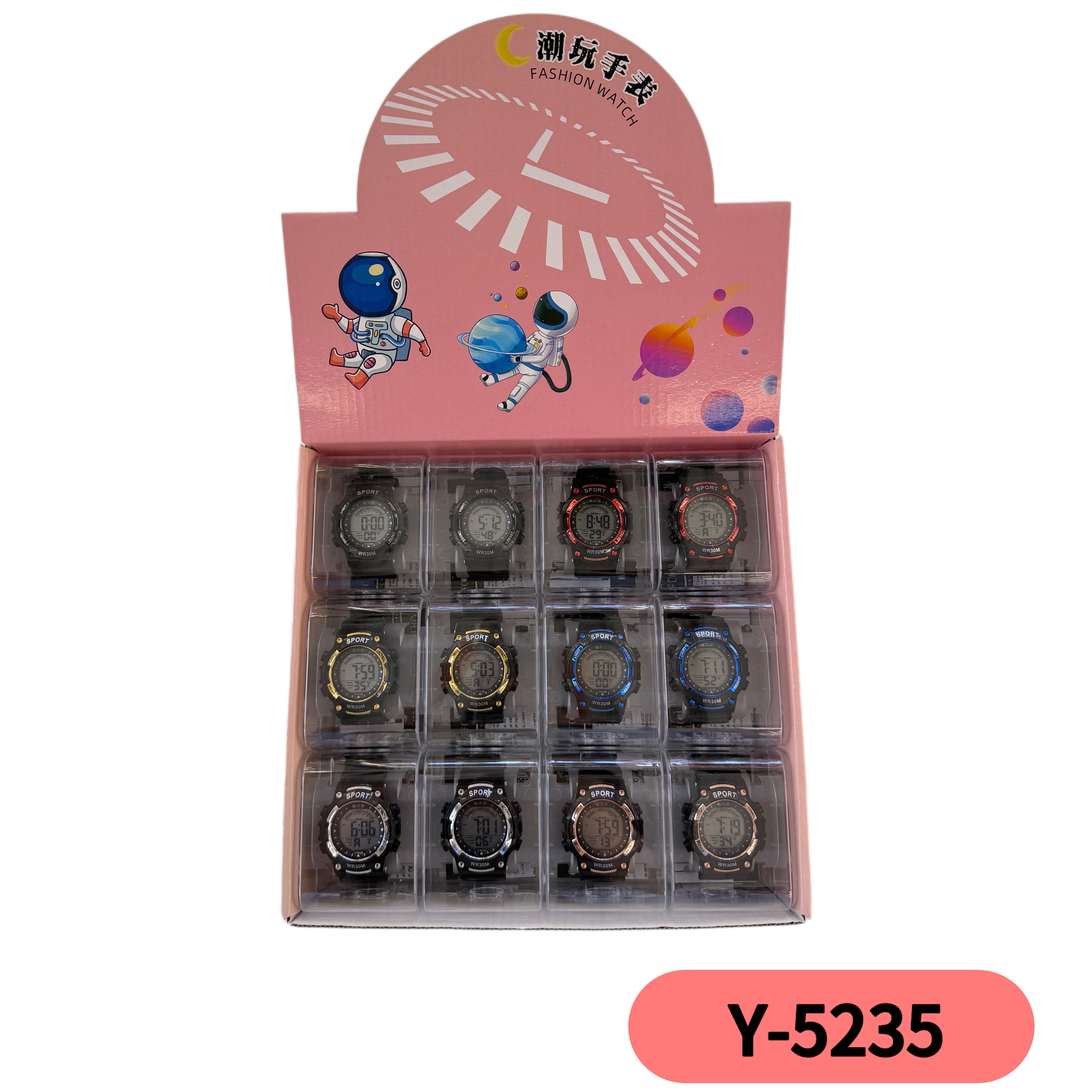 The YITONG basic model electronic watch from YITONG is cost-effective and durable. It is specially designed for students to wear in class and daily life. The Y-5235 color waterproof luminous sports electronic watch for both men and women is a trendy electronic watch Specification image