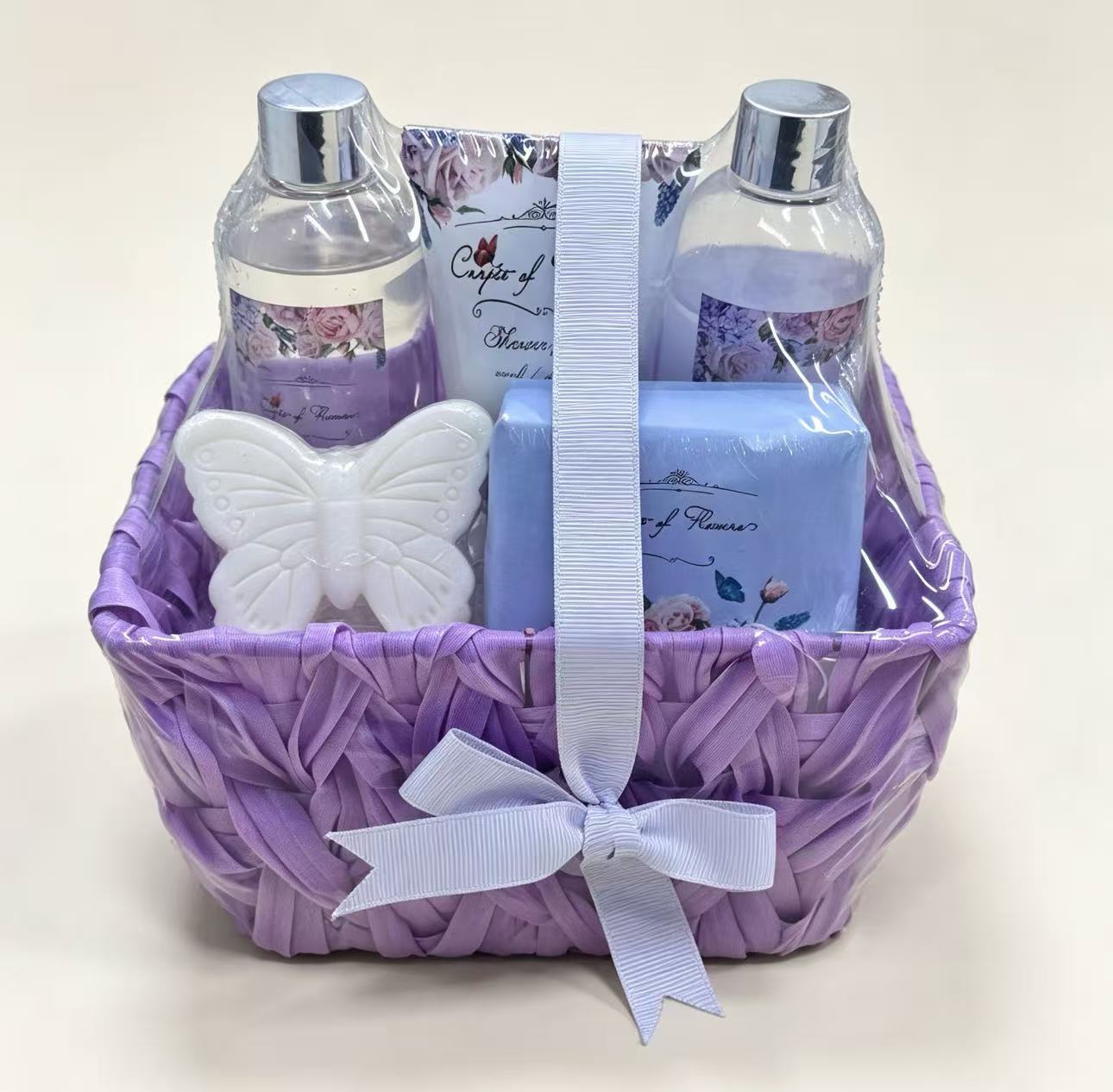 The Anbaodi purple woven basket bath gift box can soothe and moisturize the small body wash and shampoo full image