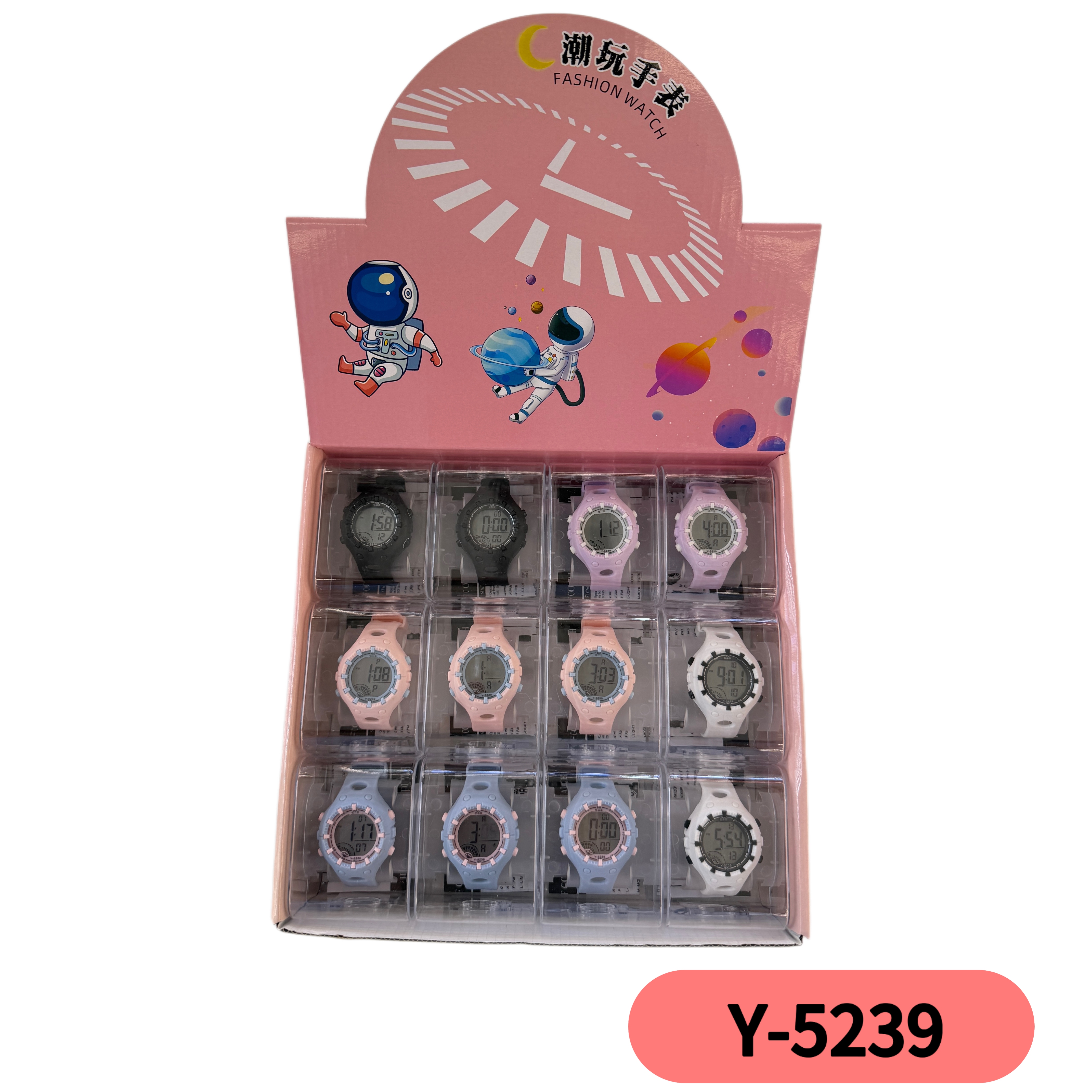The YITONG basic model electronic watch from YITONG offers high cost performance and durability. It is specially designed for students to wear in class and daily life. The Y-5239 color waterproof luminous sports electronic watch for both men and women is a trendy electronic watch Specification image