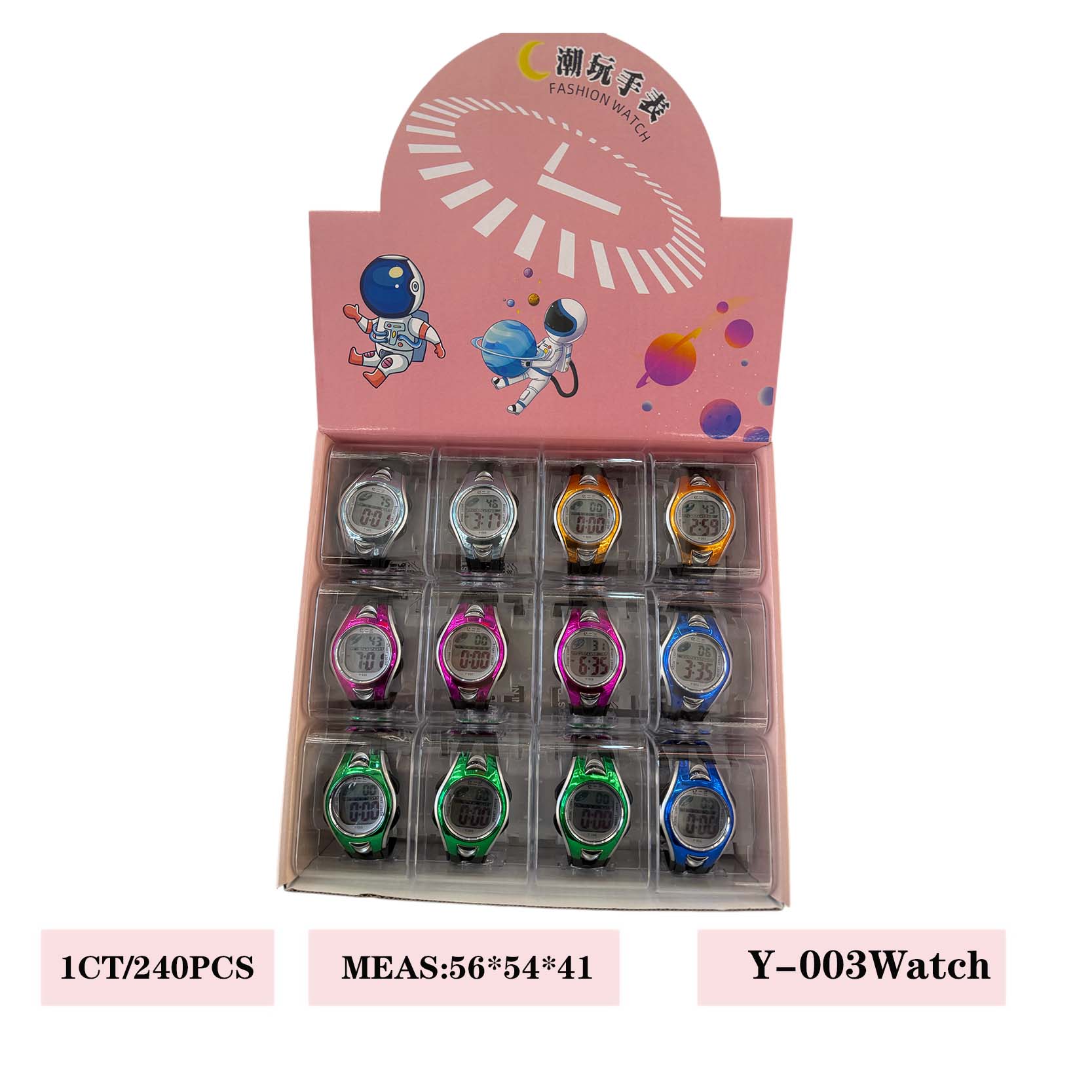 The YITONG basic model electronic watch from YITONG offers high cost performance and durability. It is specially designed for students to wear in class and on a daily basis. The Y-003 color waterproof luminous sports electronic watch for both men and women is a trendy electronic watch Item Picture