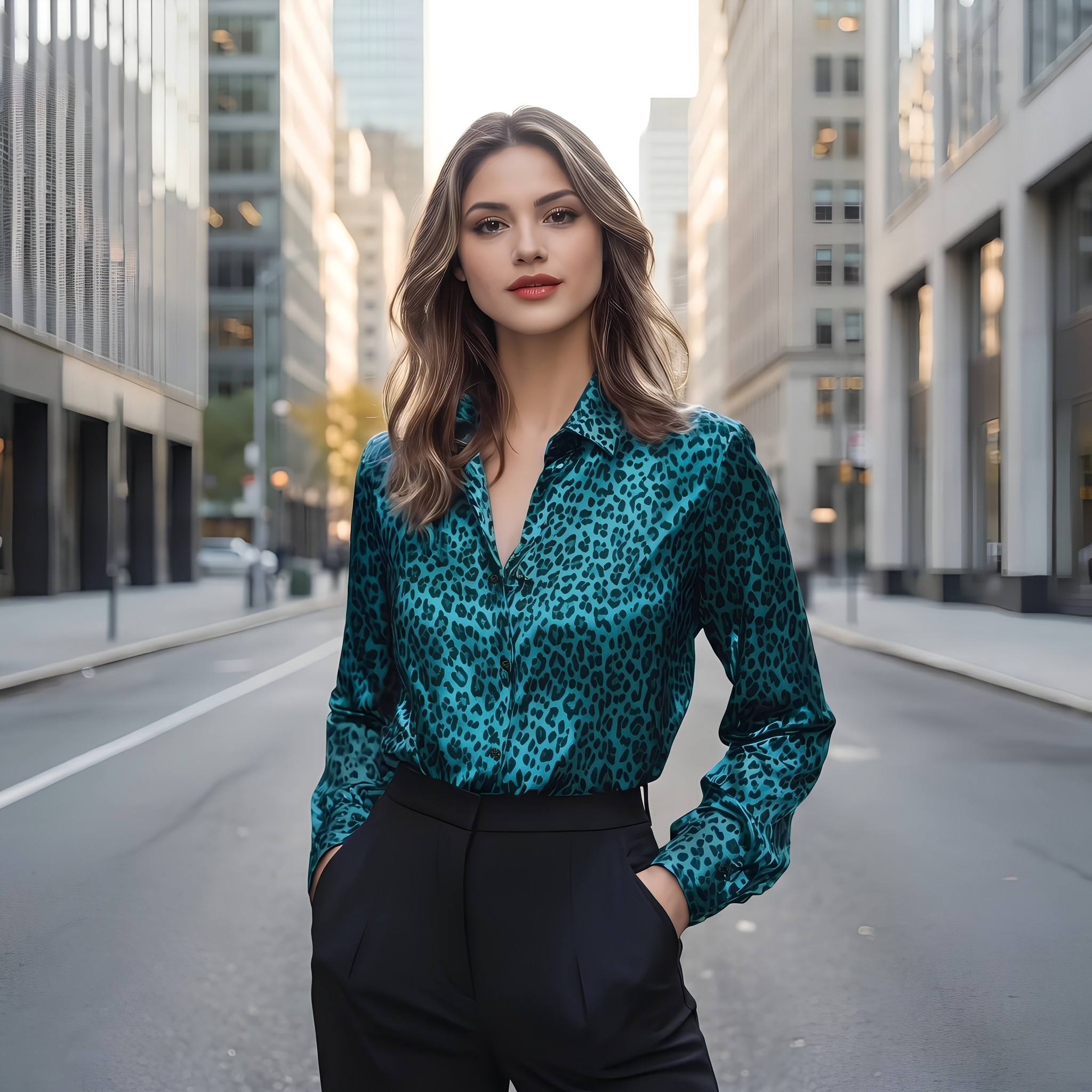 Amazon Cross-border 2026 New printed leopard print Spring and Autumn Casual Fashion shirt, European and American women's button-up top Application Scenario