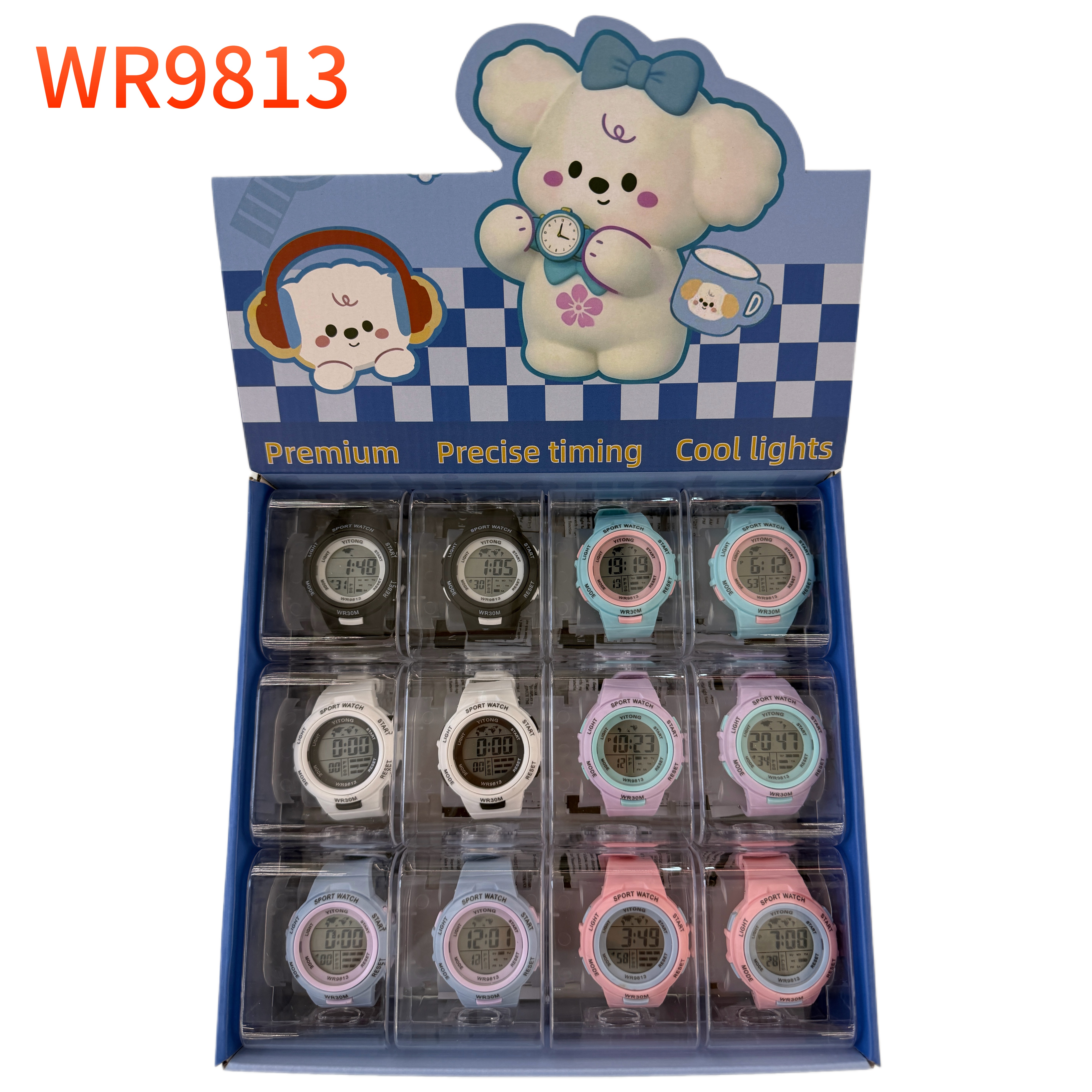 YITONG's basic electronic watch is cost-effective, durable and worry-free. It is specially designed for students to wear in class and daily life. The Y9813 basic electronic watch is a round, colorful, waterproof and luminous sports watch for both men and women. It is a trendy choice Specification image