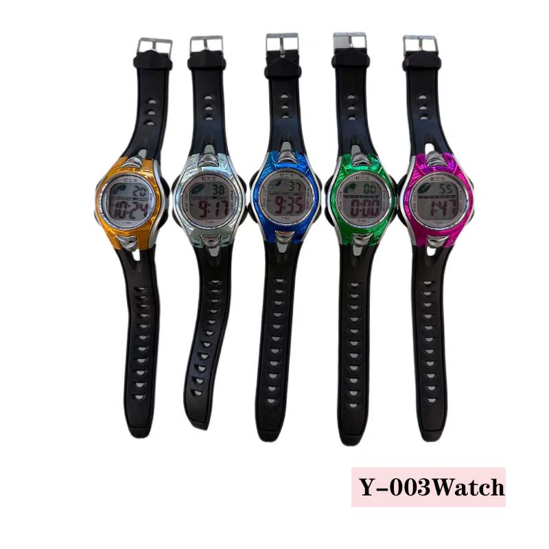 The YITONG basic model electronic watch from YITONG offers high cost performance and durability. It is specially designed for students to wear in class and on a daily basis. The Y-003 color waterproof luminous sports electronic watch for both men and women is a trendy electronic watch Specification image