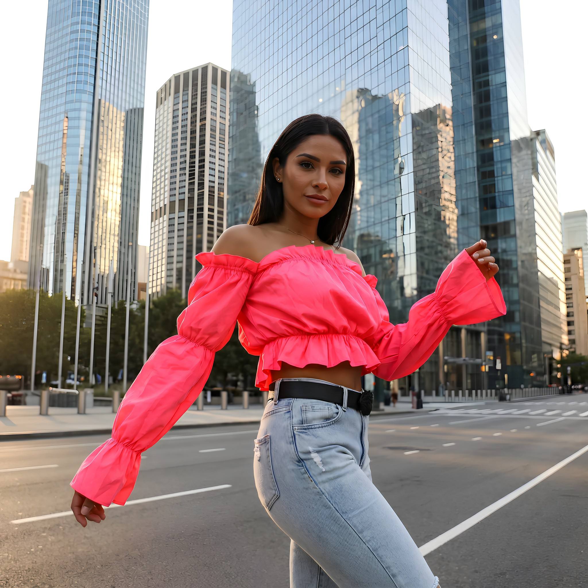 2026 Wholesale of best-selling, hot and trendy European and American summer new one-neck strapless lantern sleeve tops Item Picture
