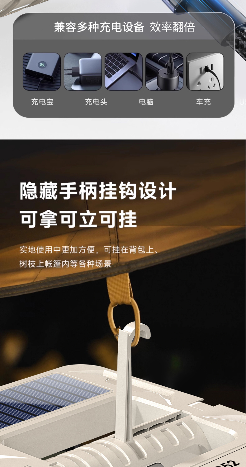 太阳能灯户外便携式可折叠多功能露营灯手电筒应急工作灯详情11
