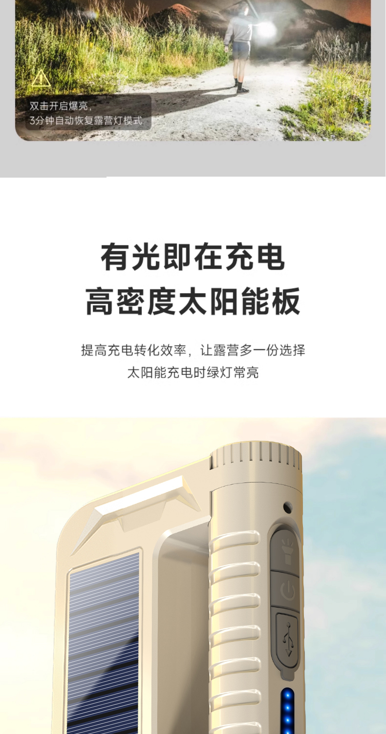 太阳能灯户外便携式可折叠多功能露营灯手电筒应急工作灯详情6