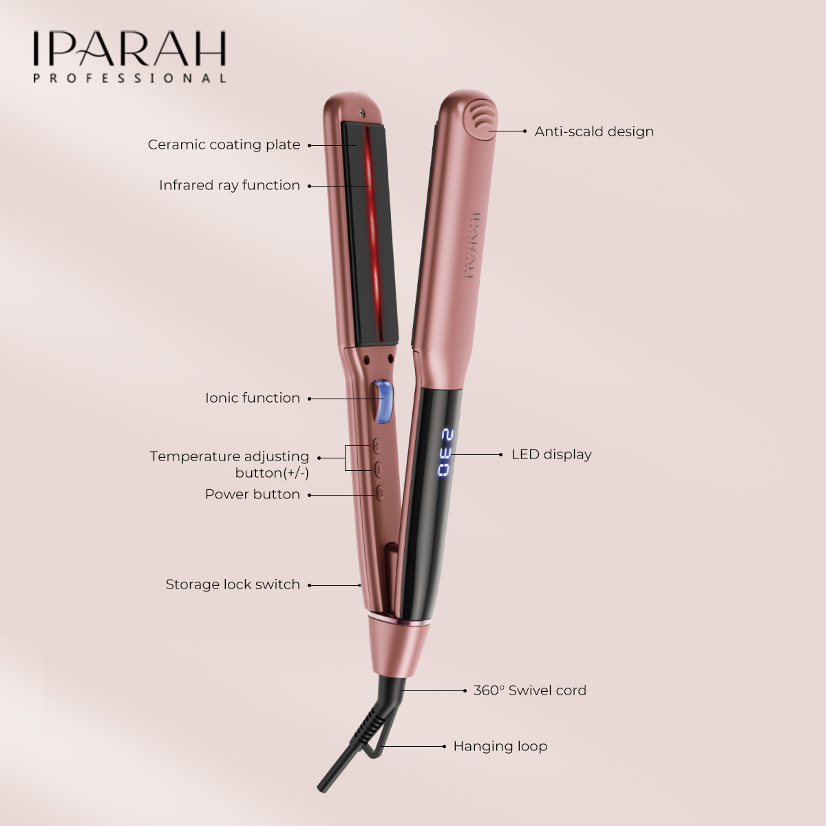 Pink and blue electric heating splint constant temperature hair straightener, ceramic coating P-104 Application Scenario