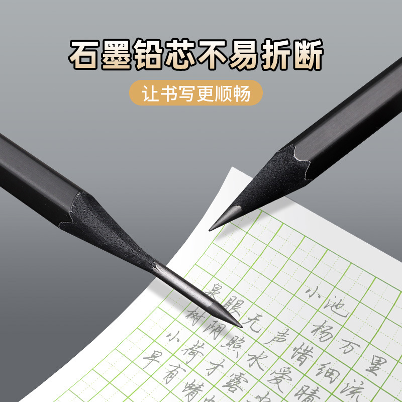 Bao Ke 1713 Black Wood Writing Pencil, HB Graphite Pencil for Primary and Secondary school Students' exams, children's black wood pencil Specification image