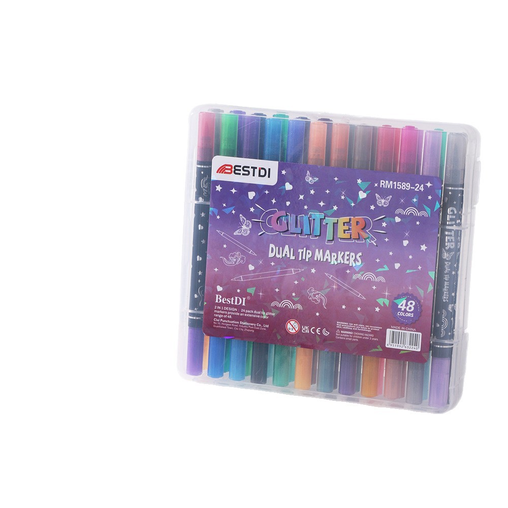 Thickened soft-tipped super flash pen, highlighter pen, flowing ink upgrade, flash painting, double-headed marker pen, flash RM1589 Item Picture