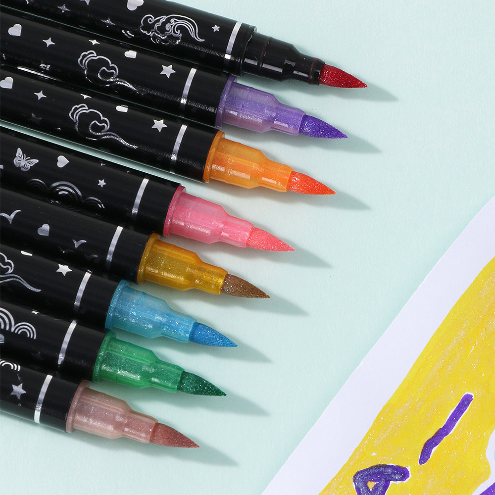 Thickened soft-tipped super flash pen, highlighter pen, flowing ink upgrade, flash painting, double-headed marker pen, flash RM1589 details Picture