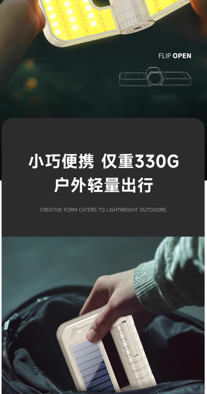 太阳能灯户外便携式可折叠多功能露营灯手电筒应急工作灯详情8